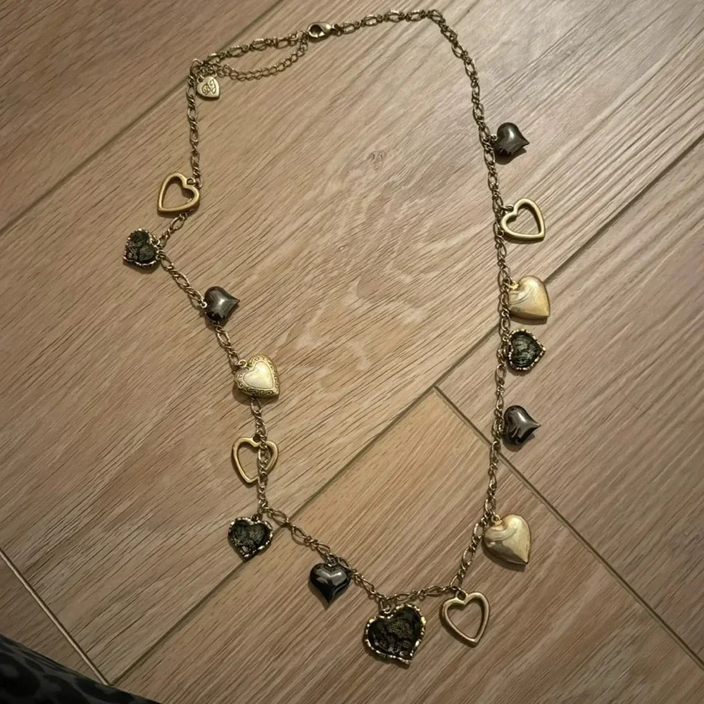 BETSEY JOHNSON SNAKESKIN HEARTS AND LOCKET NECKLACE